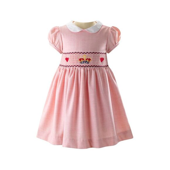 Rachel Riley | Dresses | Rachel Riley Girls Crown Smocked Dress Pink ...